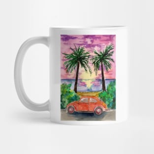 Vintage Car Beach Promenade Mug